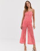 French Connection Helenie Lace Jumpsuit-pink