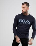 Boss Garment Dyed Crew Neck Sweat In Navy - Navy