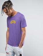 Criminal Damage T-shirt In Purple With Text Logo - Purple