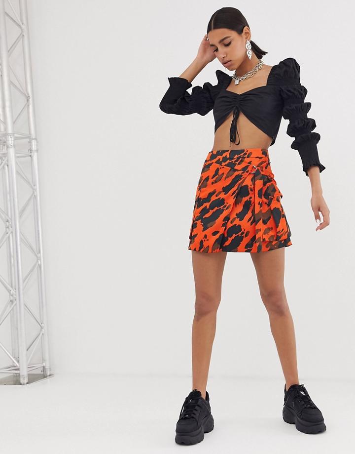 Asos Design Utility Mini Skirt In Animal Print-multi
