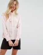 Asos Asymmetric Ruffle Blouse - Pink