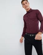 Celio Smart Shirt With Stretch In Burgundy - Red