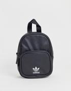 Adidas Originals Pu Leather Mini Backpack In Black