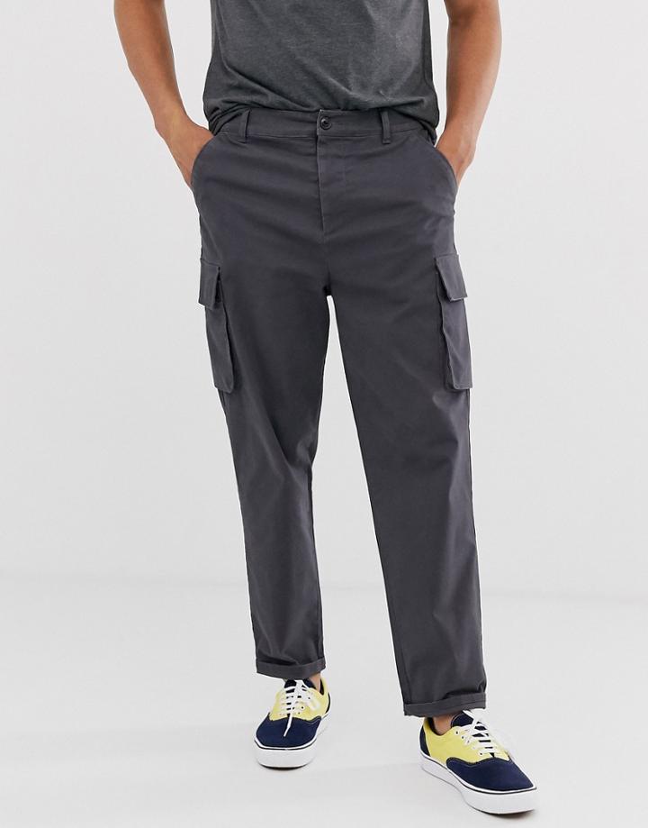 Asos Design Relaxed Cargo Pants In Washed Black - Black