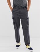 Asos Design Relaxed Cargo Pants In Washed Black - Black