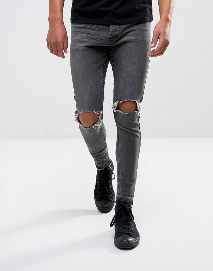 Brave Soul Ripped Denim Jeans - Blue