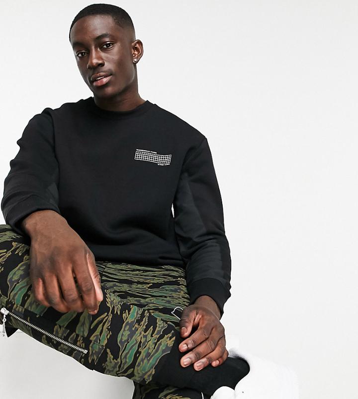 Topman Exclusive @ Asos Nylon Panel Sweatshirt In Black