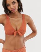 & Other Stories Bubbly Tie Bikini Top In Brown - Pink