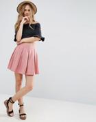 Asos Mini Skater Skirt With Box Pleats - Pink