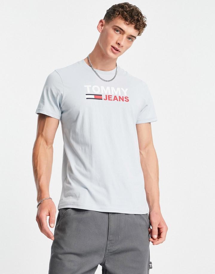 Tommy Jeans Corporate Logo T-shirt In Light Blue