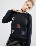 The Ragged Priest Alphabet Sequin Sweat - Black