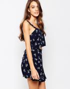 Neon Rose Crop Top In Dream Catcher Print With Tie Back - Black