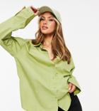 Missy Empire Exclusive Oversized Shirt In Khaki-green