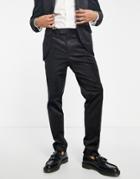 Topman Cord Slim Suit Pants In Black-navy