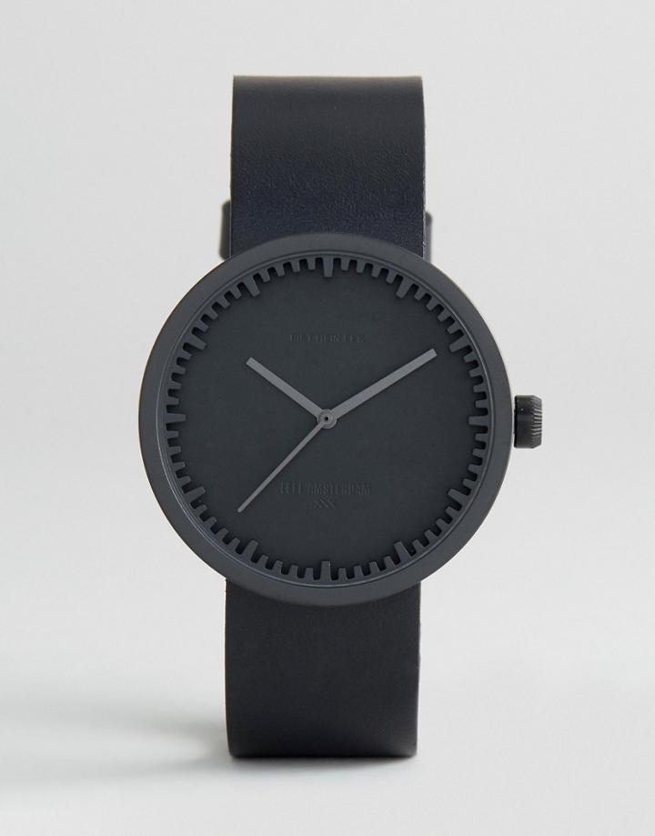 Leff Amsterdam D-series Leather Watch In Black 38mm - Black