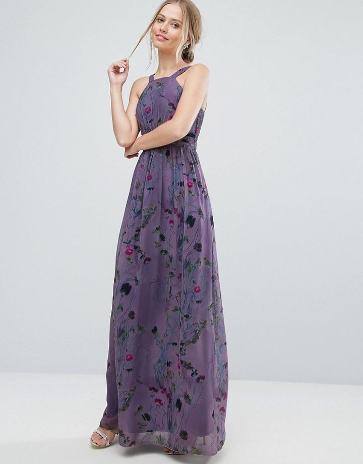 Little Mistress Maxi Dress In Floral Print - Multi