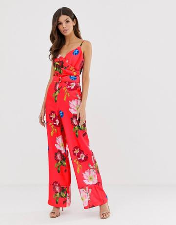 Ted Baker Piiper Wrap Jumpsuit In Berry Sundae-red
