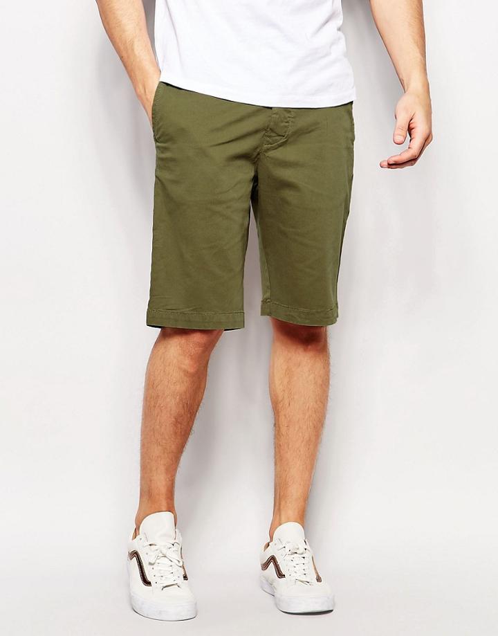 Edwin Chino Shorts Rail Tapered Stretch Sateen Khaki Overdyed - Khaki