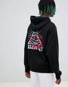Element Amnesia Tie Dye Hoodie With Pack Print In Black - Black