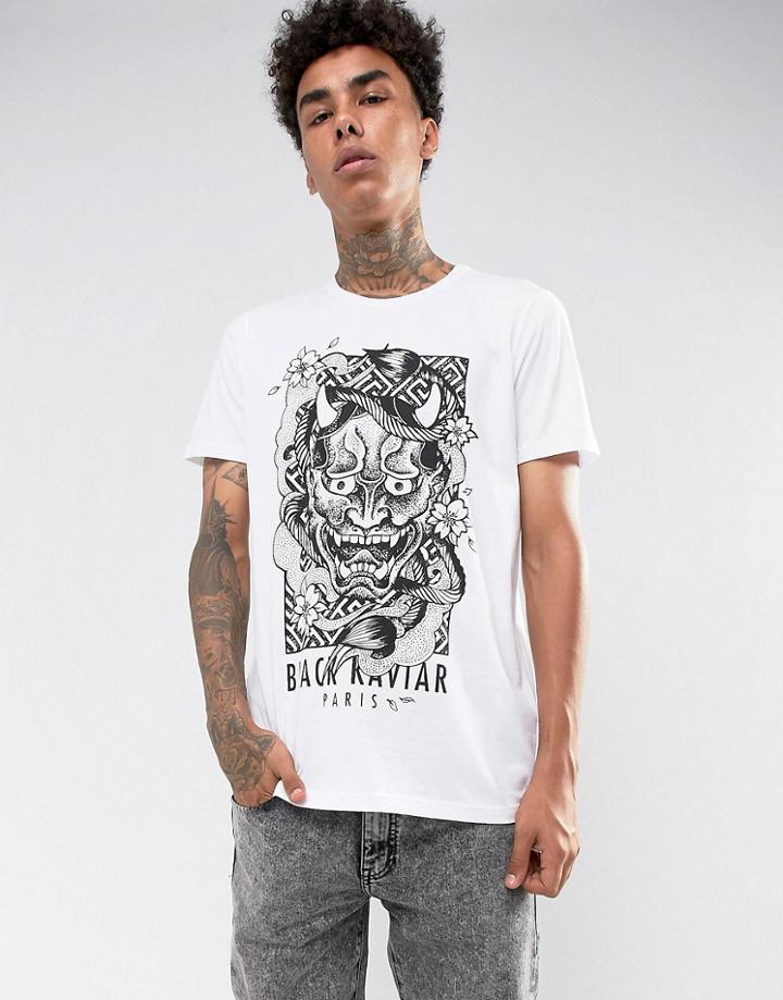 Black Kaviar T-shirt In White With Monster Print - White