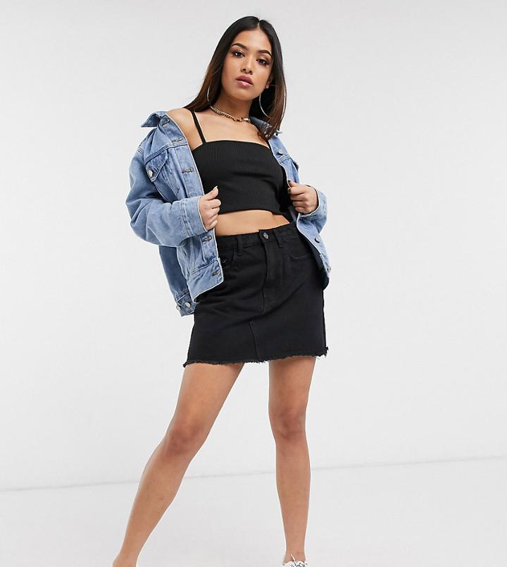 Missguided Petite Oversized Denim Jacket In Blue-blues