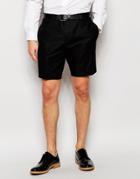 Asos Skinny Smart Chino Shorts In Black - Black