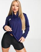 Adidas Training Quarter Zip Long Sleeve Sweatshirt In Navy Blue