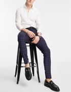 Asos Design Skinny Smart Pants In Navy Tartan