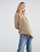 Daisy Street Relaxed Jumper - Brown