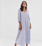 Native Youth Volume Maxi Smock Dress In Stripe - Blue