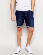 Asos Skinny Denim Shorts In Dark Wash - Dark Blue