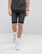 Gandys Denim Shorts In Washed Black - Black
