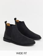 Farah Wide Fit Leather Chelsea Boot In Black