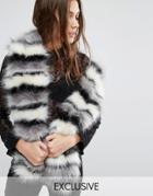 Stitch & Pieces Skinny Mono Faux Fur Scarf - Multi