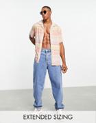 Asos Design Relaxed Revere Pattern Stripe Shirt In Pastel Colors-multi