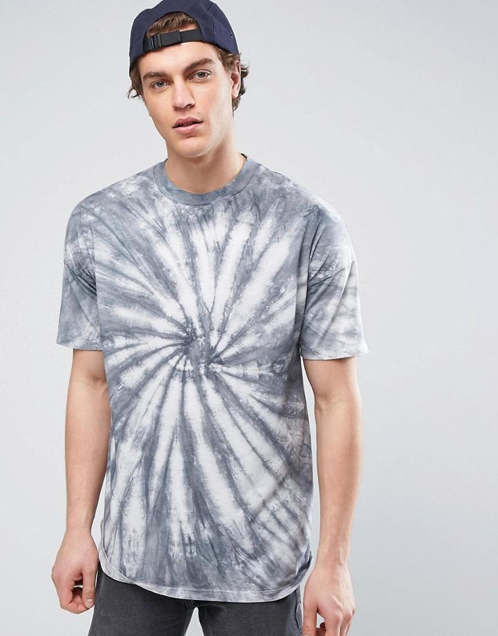 Asos Oversized T-shirt In Monochrome Tie Dye - Black