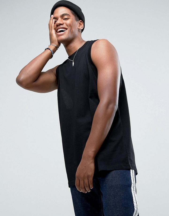 Asos Oversized Tank In Black - Black