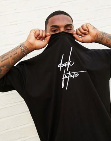 Asos Dark Future Oversized Heavyweight T-shirt With Dark Future Logo-black