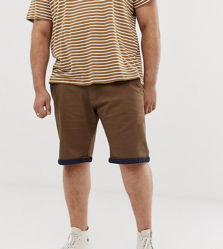 Duke King Size Chino Short In Tan With Stretch