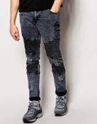 Systvm Biker Jean Nickel Noir Distressed - Black