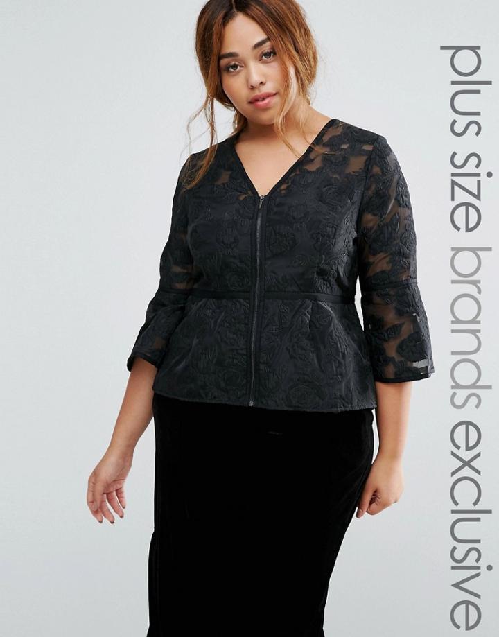 Coast Plus Structured Jacquard Top - Black