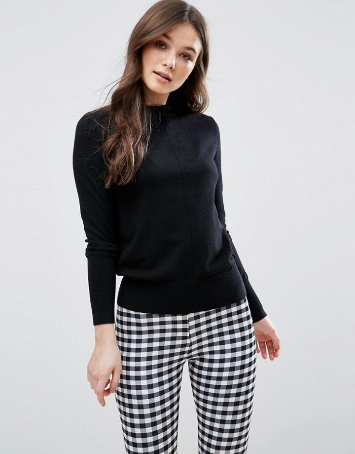 Qed London Frill Collar Sweater - Black