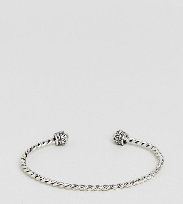 Asos Design Curve Burnished Twist Cuff Bracelet - Silver