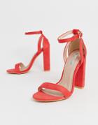 Lost Ink Blaise Block Heel Sandal In Coral - Pink
