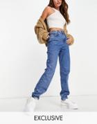 Reclaimed Vintage Inspired 81' Cotton Straight Leg Jean In Mid Blue - Mblue-blues