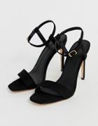 Truffle Collection Stiletto Barely There Square Toe Heeled Sandals - Black