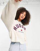 Topshop Hudson Embroidered Sweatshirt In Ecru-neutral