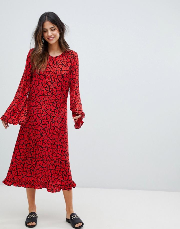 Vila Shift Dress With Fluted Sleeve-multi