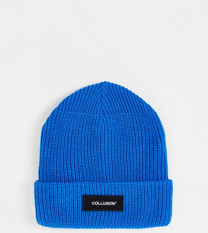 Collusion Unisex Beanie In Bright Blue-blues