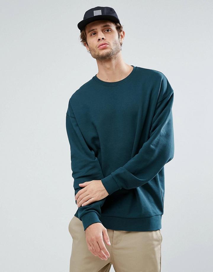 Asos Oversized Sweatshirt In Green - Green